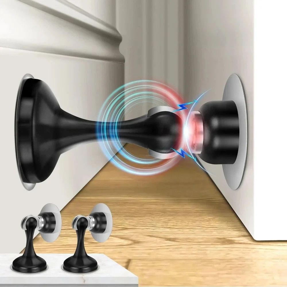 2x Magnetic Door‎ Stopper Heavy Duty Stop for Wall Floor Mount Stainless Steel